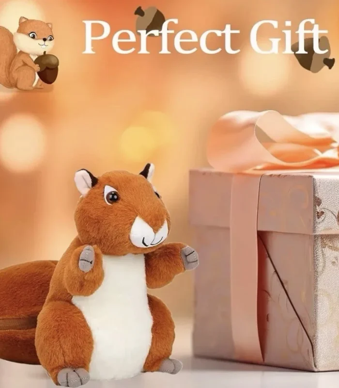 Squirrel Stuffed Toy Zipper Plush Soft Toy for Kids Gift