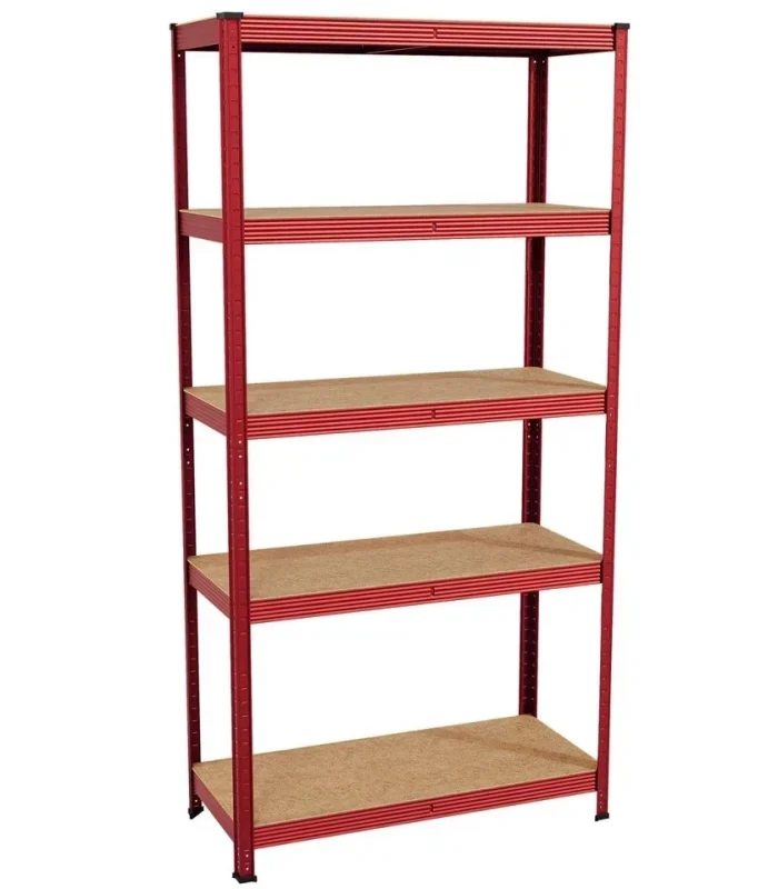 5 Tier Garage Shelving Unit –Red 180x90x30cm, 875kg Capacity ,Single Bay