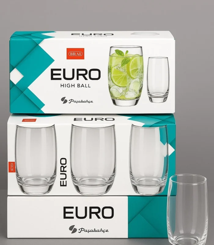 Set of 3 Glass Hiball Tumblers for Daily Use Water Juice or for Serving