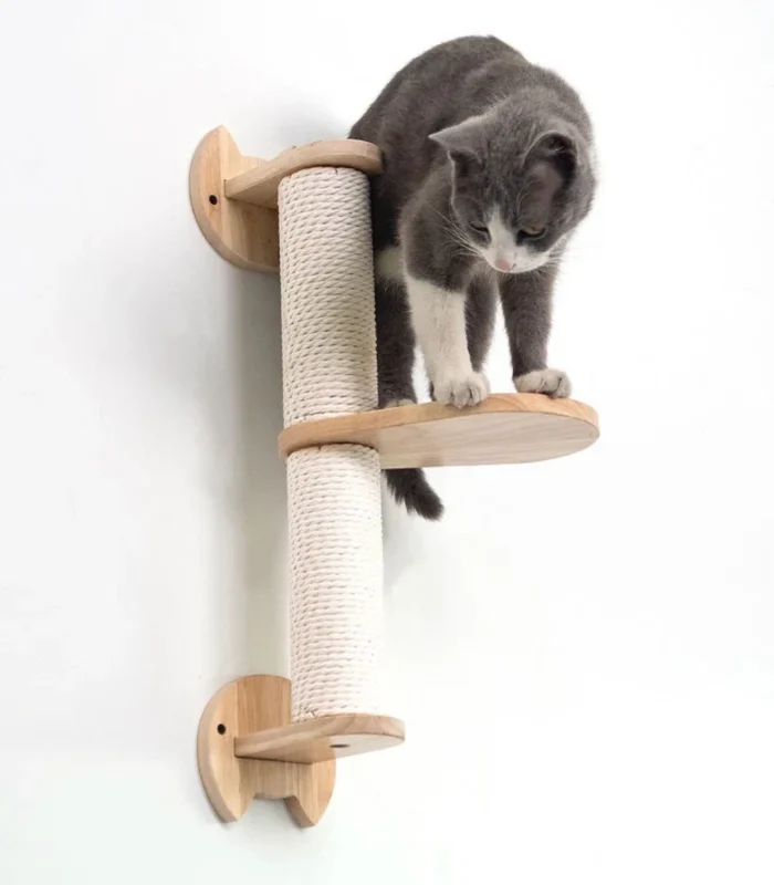 PETOMG Cat Scratching Post, Cat Wall Shelves climbing tree, Cat Walks | Rubberwood