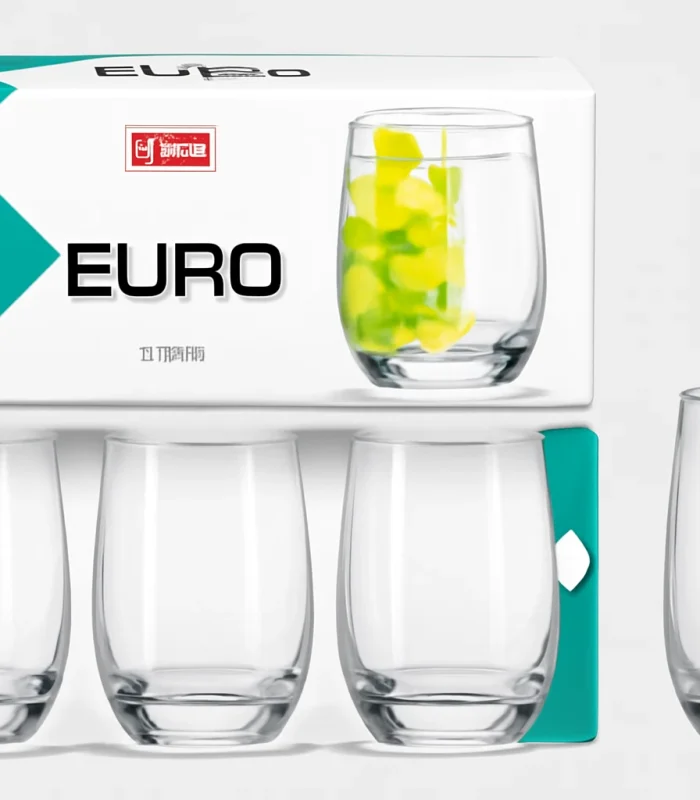 Set of 3 Glass Hiball Tumblers 280ml Clear Cups for Juice Water or Cold Drinks