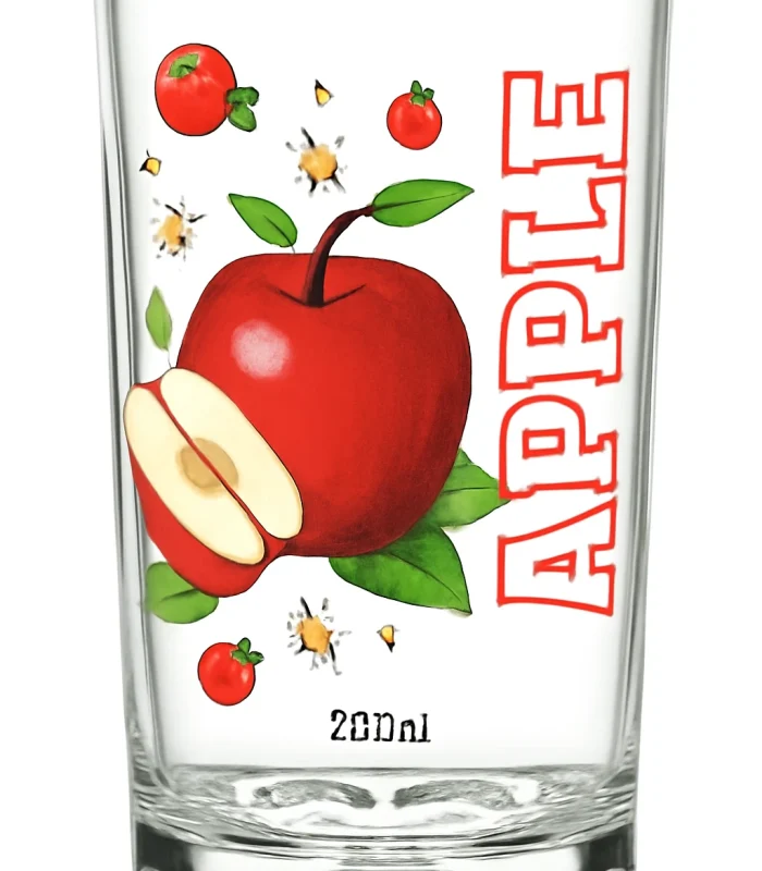 Set of 3 Clear Glass Tumblers with Orange Logo 280ml for Juice or Water Use