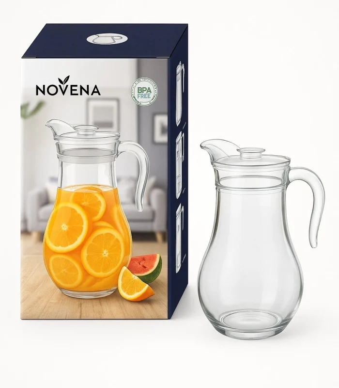 1.8L Glass Jug Pitcher for Water Juice Cocktail Ideal for Home Use or Events