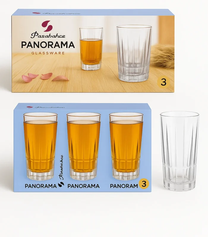 Set of 3 Clear Cocktail Hiball Glasses for Serving Drinks Juice or Water Daily